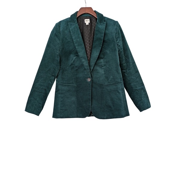 J. Crew Velveteen One-Button Blazer Womens Size 4 Green NWtT $198 BC800 - Picture 1 of 8